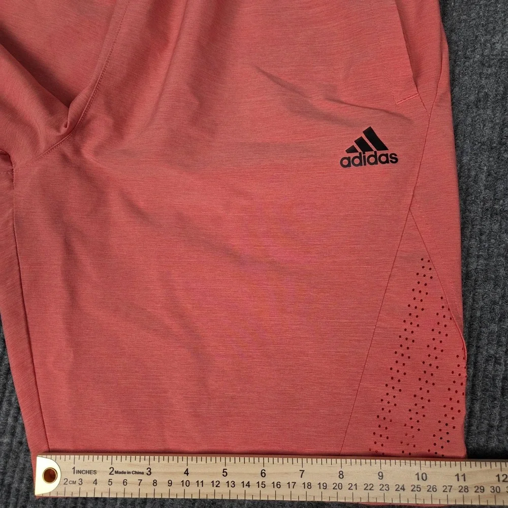 Adidas Mens Training Shorts Pink Coral Heathered Laser Cut Vent Size Medium